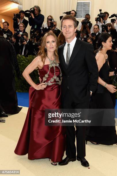 Shauna Robertson and Edward Norton attends the "Rei Kawakubo/Comme des Garcons: Art Of The In-Between" Costume Institute Gala at Metropolitan Museum...
