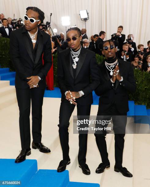 Takeoff, Quavo and Offset of the group Migos attends "Rei Kawakubo/Commes Des Garcons: Art of the In-Between", the 2017 Costume Institute Benefit at...