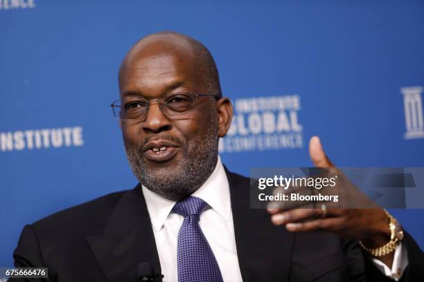 Bernard Tyson, chairman and chief executive officer of Kaiser Permanente Inc., speaks during the Milken Institute Global Conference in Beverly Hills,...