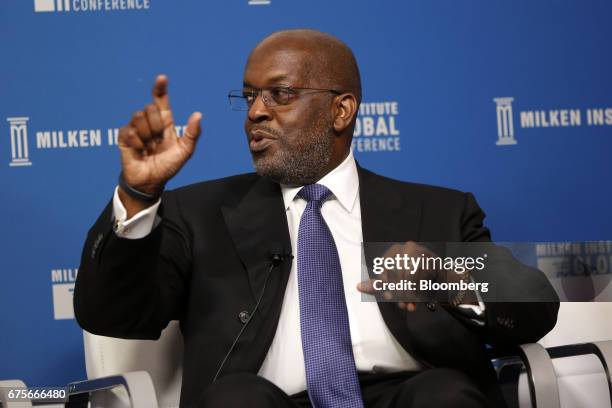 Bernard Tyson, chairman and chief executive officer of Kaiser Permanente Inc., speaks during the Milken Institute Global Conference in Beverly Hills,...