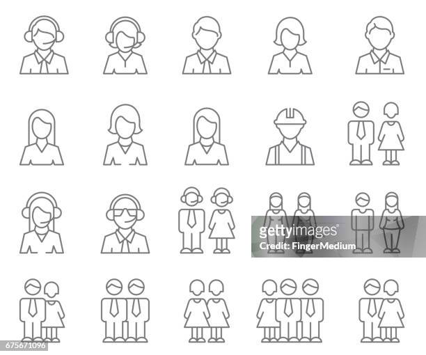 ilustrações de stock, clip art, desenhos animados e ícones de user profile icon set - medium group of people