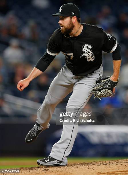 Zach Putnam of the Chicago White Sox in action against the New York Yankees during a game at Yankee Stadium on April 19, 2017 in New York City.