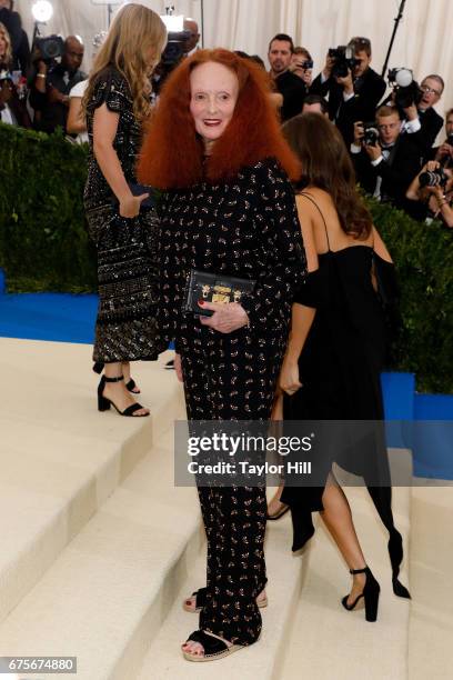 Grace Coddington attends "Rei Kawakubo/Commes Des Garcons: Art of the In-Between" at Metropolitan Museum of Art on May 1, 2017 in New York City.