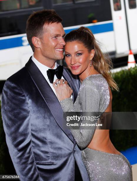 Gisele Bundchen and Tom Brady attend Rei Kawakubo/Comme des Garçons" Costume Institute Gala at Metropolitan Museum of Art on May 1, 2017 in New York...