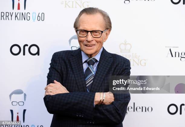 Broadcast journalist Larry King arrives at his 60th Broadcasting Anniversary Event at HYDE Sunset: Kitchen + Cocktails on May 1, 2017 in West...