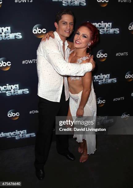 Bull rider Bonner Bolton and dancer Sharna Burgess attend "Dancing with the Stars" Season 24 at CBS Televison City on May 1, 2017 in Los Angeles,...