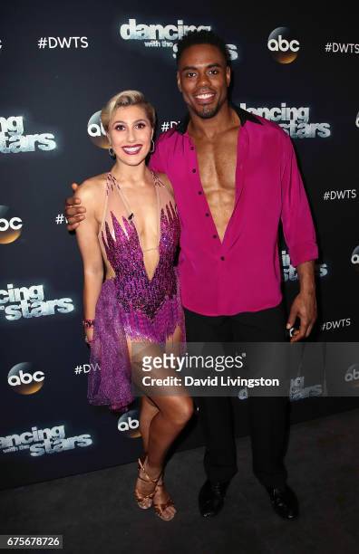 Dancer Emma Slater and NFL player Rashad Jennings attend "Dancing with the Stars" Season 24 at CBS Televison City on May 1, 2017 in Los Angeles,...