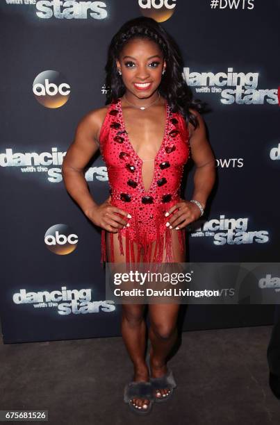 Olympian Simone Biles attends "Dancing with the Stars" Season 24 at CBS Televison City on May 1, 2017 in Los Angeles, California.