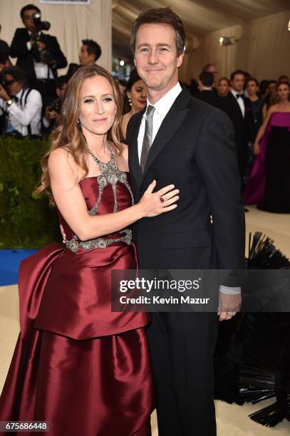 Shauna Robertson and Edward Norton attend the "Rei Kawakubo/Comme des Garcons: Art Of The In-Between" Costume Institute Gala at Metropolitan Museum...