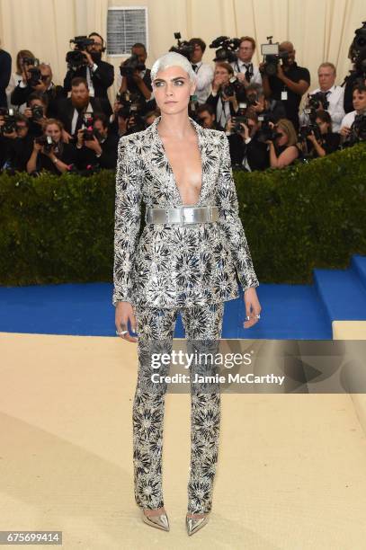 Cara Delevingne attends the "Rei Kawakubo/Comme des Garcons: Art Of The In-Between" Costume Institute Gala at Metropolitan Museum of Art on May 1,...