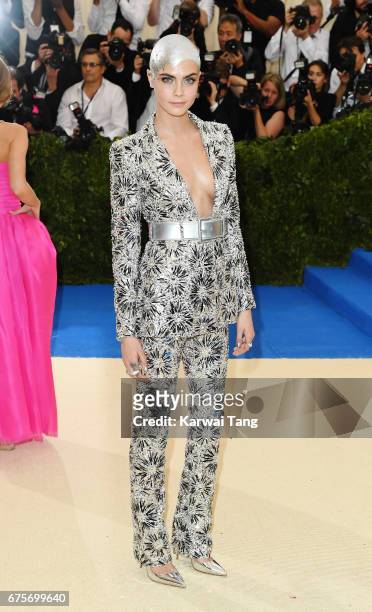 Cara Delevingne attends "Rei Kawakubo/Comme des Garcons: Art Of The In-Between" Costume Institute Gala at Metropolitan Museum of Art on May 1, 2017...