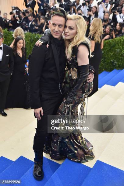 Jeremy Scott and Madonna attend the "Rei Kawakubo/Comme des Garcons: Art Of The In-Between" Costume Institute Gala at Metropolitan Museum of Art on...