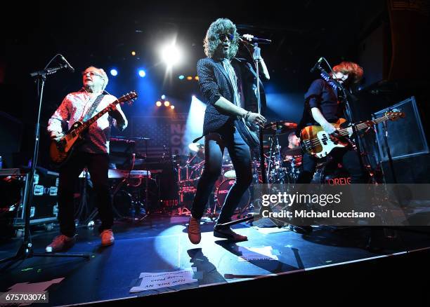 Musicians Mick Jones, Kelly Hansen and Jeff Pilson of Foreigner perform during Live Nation's celebration of The 3rd Annual National Concert Day at...