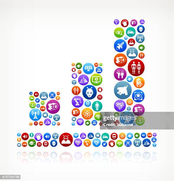 bar graph future and futuristic technology vector button pattern - interactive presentation stock illustrations