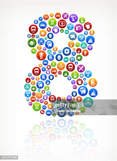 eight future and futuristic technology vector button pattern - engineer tablet stock illustrations