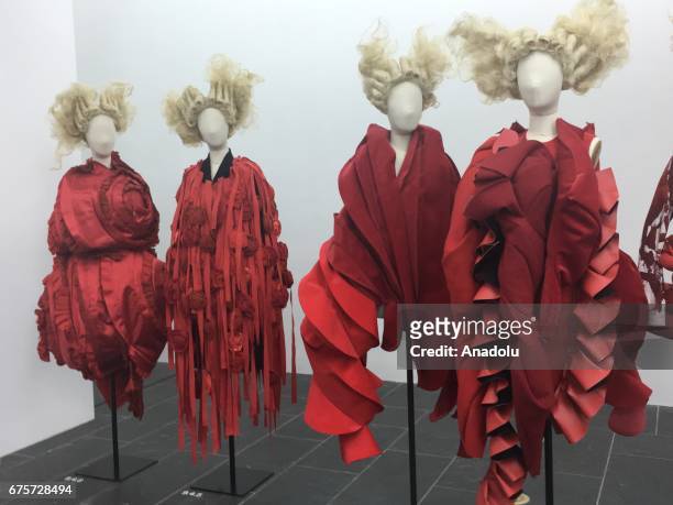 Fashion designer Rei Kawakubo's dresses present during The Metropolitan Museum of Art Costume Institutes 2017 Exhibition as a honored guest in New...