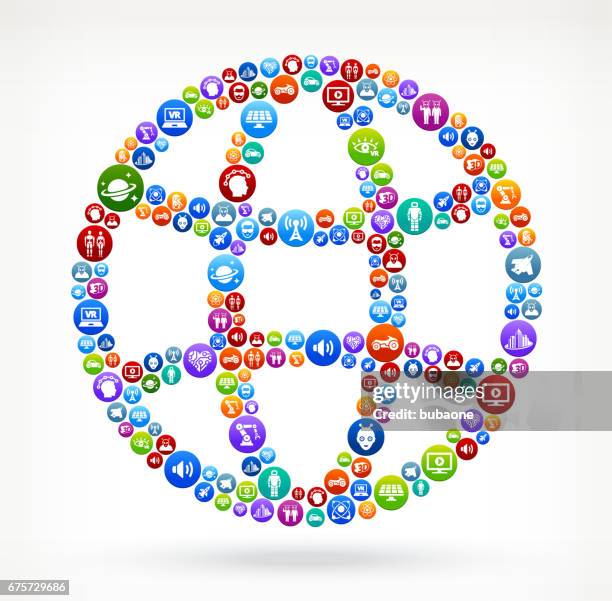 globe future and futuristic technology vector button pattern - engineer tablet stock illustrations