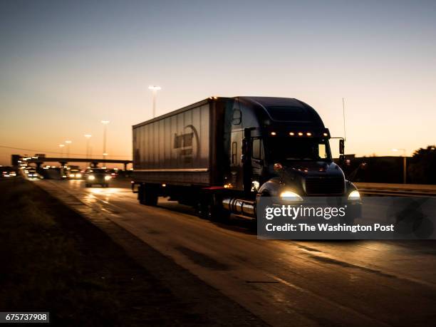 Truck makes its way down I-35 coming from the World Trade Bridge in Laredo, Texas on Wednesday, April 5, 2017. With President Trump signaling that he...