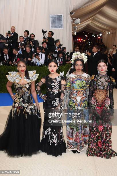 Lori Harvey, Natasha Lau, Corinne Foxx and Sonia Ben Amma attends "Rei Kawakubo/Comme des Garcons: Art Of The In-Between" Costume Institute Gala -...