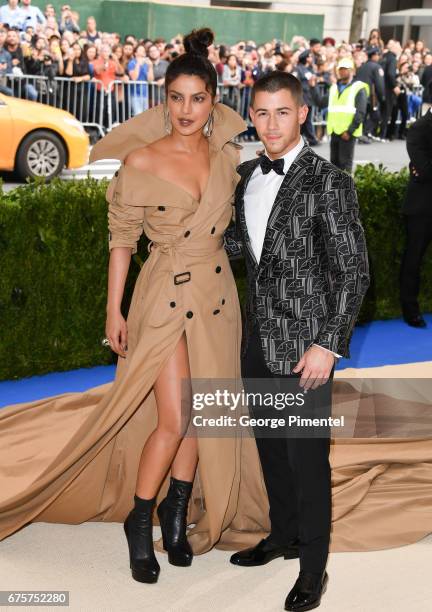 Priyanka Chopra and Nick Jonas attend the 'Rei Kawakubo/Comme des Garcons: Art Of The In-Between' Costume Institute Gala at Metropolitan Museum of...