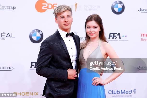 Timmi Trinks and Farina Flebbe attend the Lola - German Film Award red carpet at Messe Berlin on April 28, 2017 in Berlin, Germany.