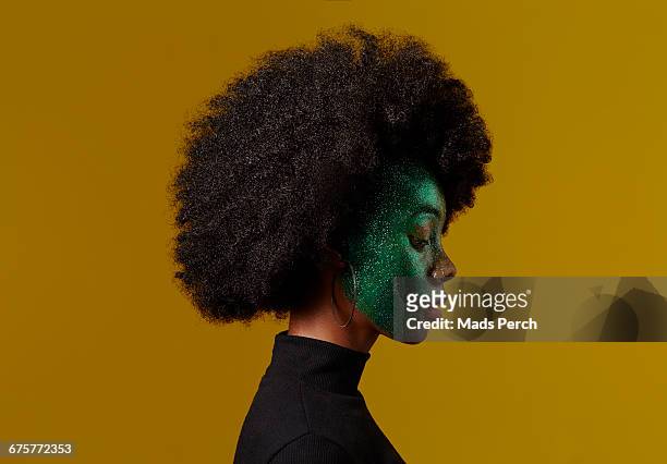 girl with face covered by glitter makeup - afro stock pictures, royalty-free photos & images