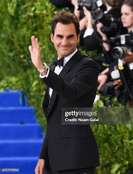 Roger Federer attends the "Rei Kawakubo/Comme des Garcons: Art Of The In-Between" Costume Institute Gala at Metropolitan Museum of Art on May 1, 2017...