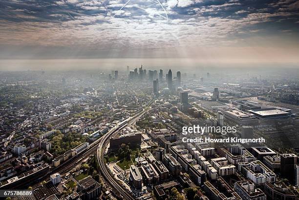 aerial shots of frankfurt, germany - hesse germany stock pictures, royalty-free photos & images