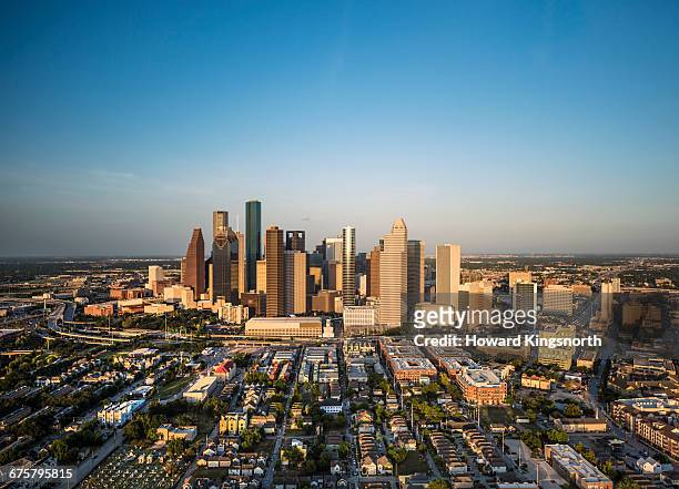 aerial view of houston, texas - houston stock pictures, royalty-free photos & images
