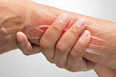 People suffering from arm pain, De Quervain Tenosynovitis, Men with bones and wrist problem concept