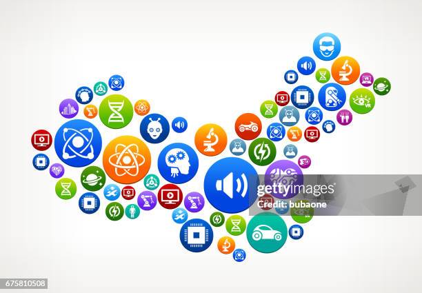 china future and futuristic technology vector button pattern - asian engineer stock illustrations