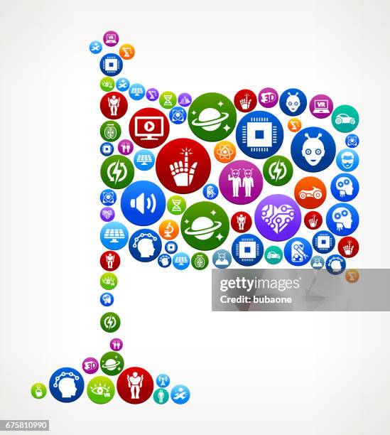 flag future and futuristic technology vector button pattern - reportage engineer stock illustrations