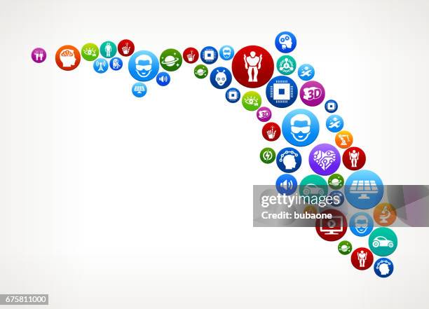 florida future and futuristic technology vector button pattern - alien head icon stock illustrations