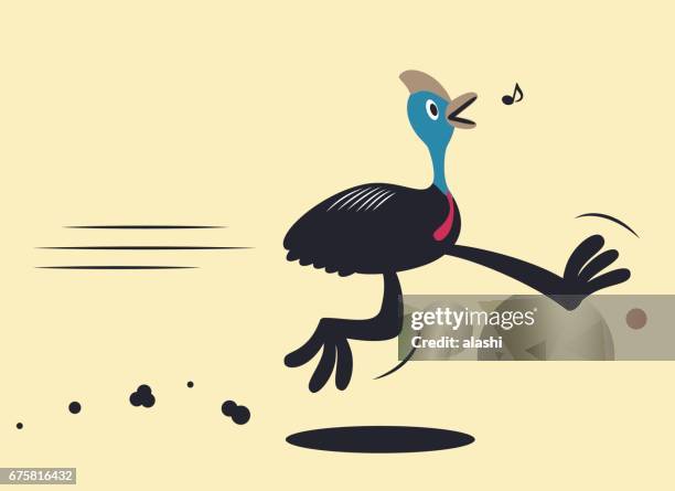 happy cassowary running - cassowary stock illustrations