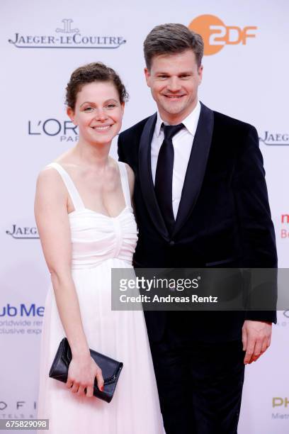 Caroline Rosales and Benjamin Herrmann attend the Lola - German Film Award red carpet at Messe Berlin on April 28, 2017 in Berlin, Germany.