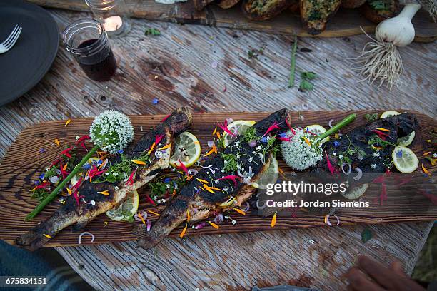 Fresh fish on a cedar plank