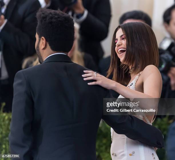 Singers The Weeknd and Selena Gomez are seen at the 'Rei Kawakubo/Comme des Garcons: Art Of The In-Between' Costume Institute Gala at Metropolitan...