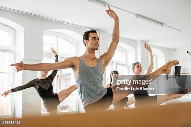 male and female dancers practicing in studio - ballet not stage bildbanksfoton och bilder