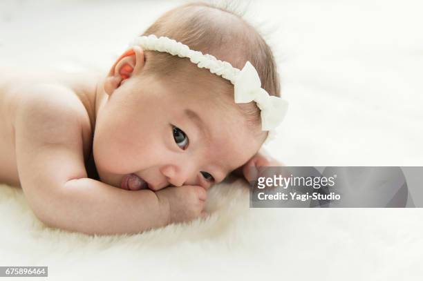 baby girl in studio shot - baby girls stock pictures, royalty-free photos & images