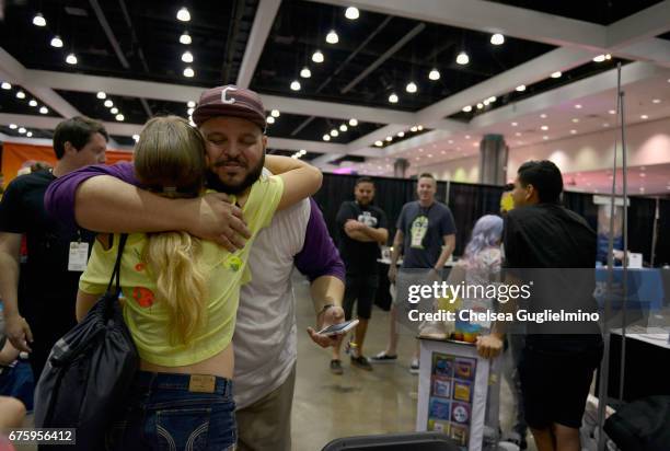 Actor Daniel Franzese greets a fan during the 3rd Annual RuPaul's DragCon day 2 at Los Angeles Convention Center on April 30, 2017 in Los Angeles,...