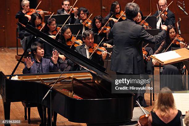 New York Philharmonic performing at David Geffen Hall on Friday night, October 7, 2016. This image: Lang Lang performing Beethoven's "Piano Concerto...