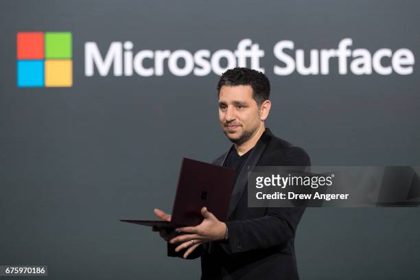 Panos Panay, vice president of Microsoft Surface Computing, speaks about the new Microsoft Surface Laptop during a Microsoft launch event, May 2,...