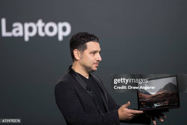 Panos Panay, vice president of Microsoft Surface Computing, speaks about the new Microsoft Surface Laptop during a Microsoft launch event, May 2,...