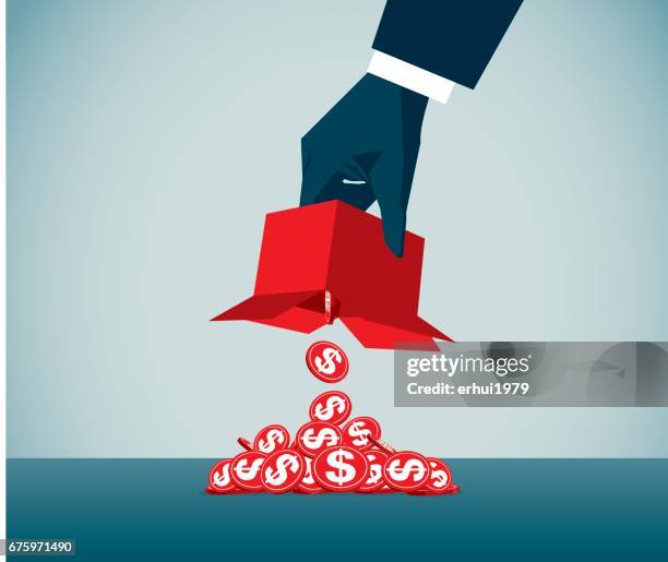 surprise - hands opening box stock illustrations