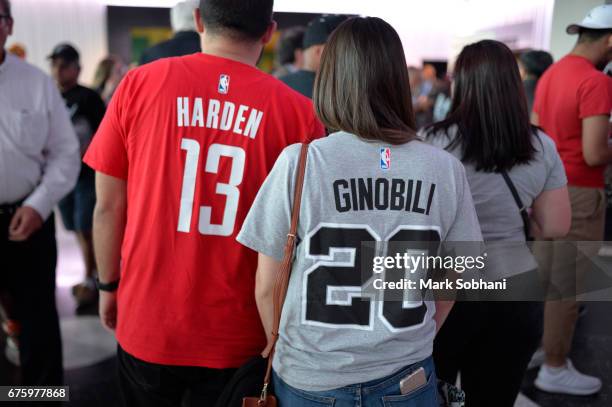 Fans of the San Antonio Spurs and Houston Rockets prior to Game One of the Western Conference Semifinals of the 2017 NBA Playoffs on May 1, 2017 at...