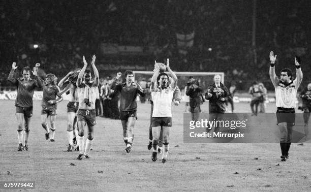 World Cup Qualifying match at Wembley Stadium. England defeated Hungary by 1 goal to 0 to qualify for the 1982 tournament in Spain. England players...