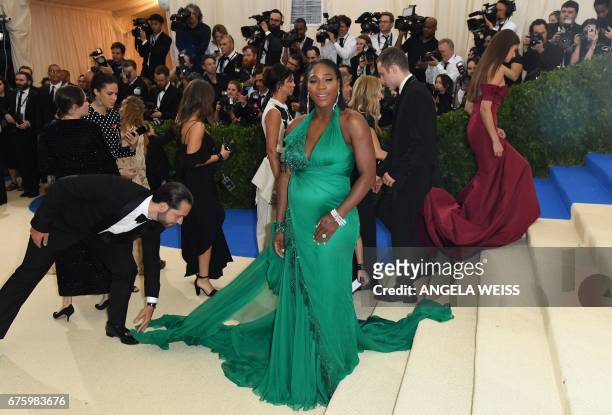 Serena Williams arrives at the Costume Institute Benefit May 1, 2017 at the Metropolitan Museum of Art in New York.