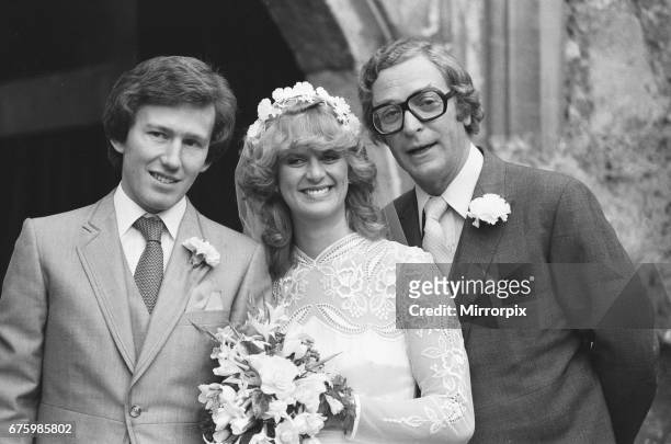 Actor Michael Caine stands with his daughter Niki and her groom showjumper Rowland Fernyhough after they were married at Warfield Church near Ascot....