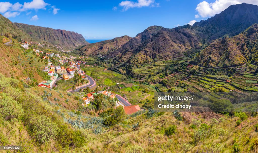 Ansicht von Hermigua auf Kanarischen Inseln La Gomera in der Provinz Santa Cruz De Tenerife - Spanien