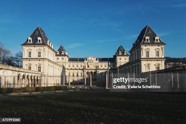 valentino castle, seat of the polytechnic of turin - struttura edile - fotografias e filmes do acervo